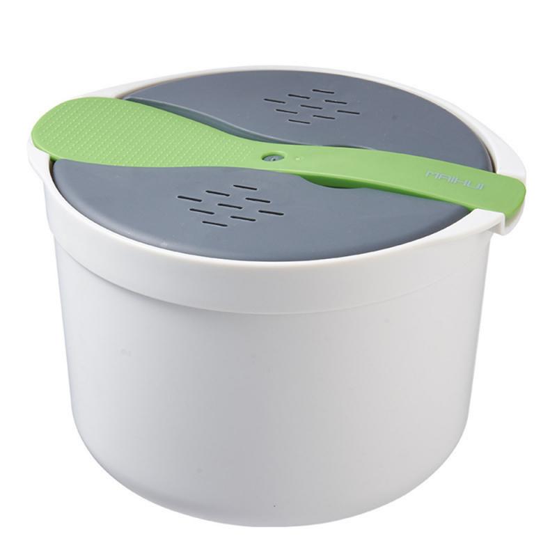 2L Rice Cooker For Microwave Oven Multifunctional Two-Layer Steam Pot Soup Cooking Lunch Box For Home Restaurant Kitchen: green