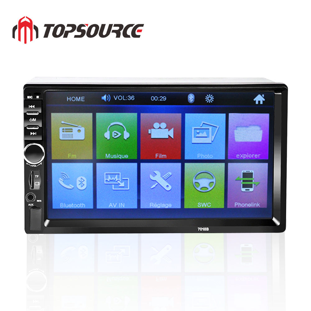 Topsource 7018b 7 tums bluetooth audio pekskärm bilradio bil audio stereo bil  mp4 mp5 spelare usb support för sd/mmc