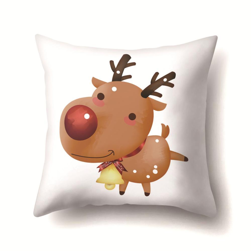 Mignon cerf noël housse de coussin Polyester décoratif jeter oreiller noël nouvel an décor à la maison cojines decorativos para canapé 40543: 2BZ-40543-091