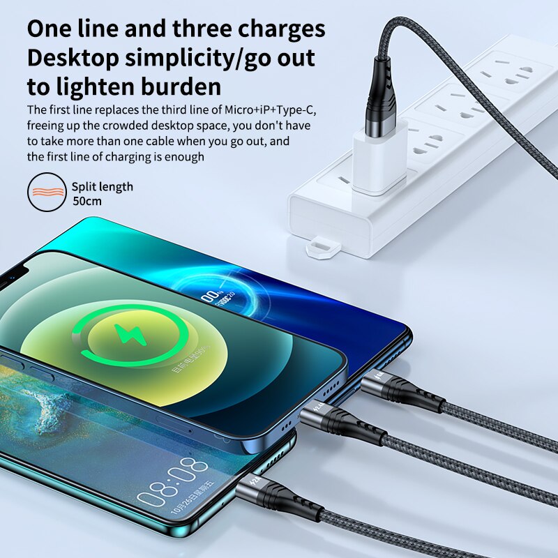 3 in 1 65w supervooc 2.0 schnellladekabel für oppo find  x2 pro, reno 5, 4 ace 2 x20, realme 8 x2 x50 pro, superdart flash charger
