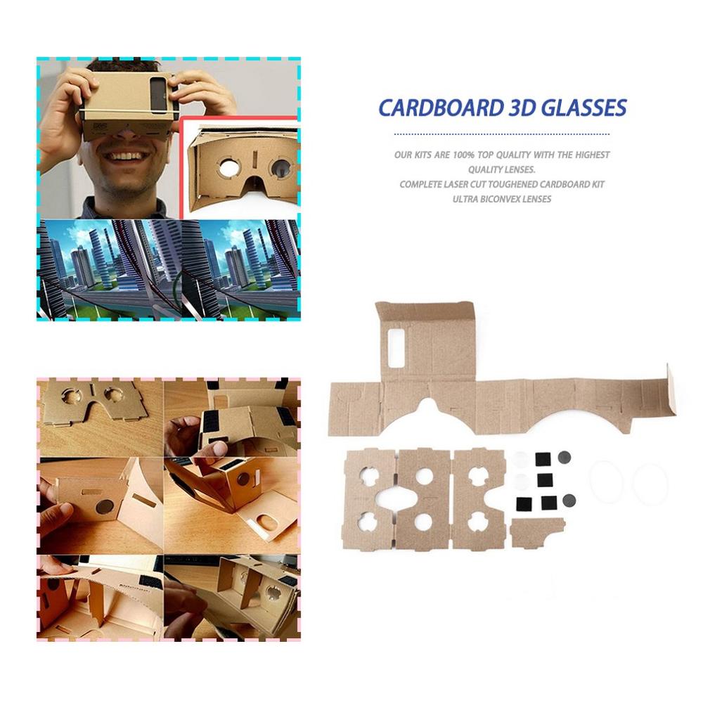 Klara diy kartong 3d vr virtual reality-glasögon för smartphone diy-magnet google cardboards glasögon