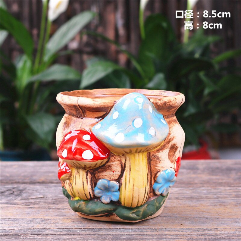 Paddestoel Steengoed Succulent Bloempot Woondecoratie Decoratie Creatieve Handgemaakte Gat Craft Succulent Bloempot: 4