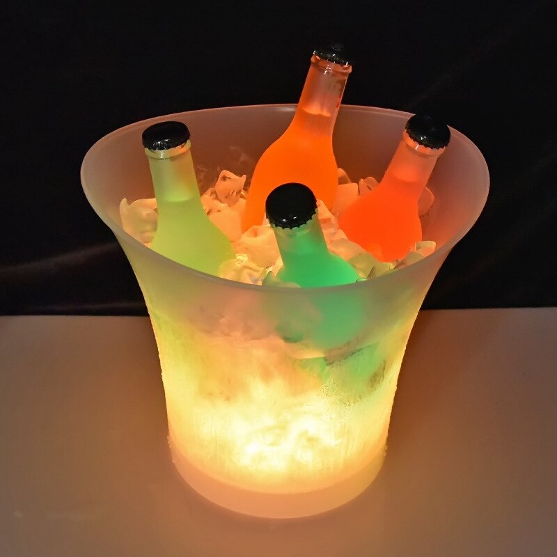 5L Waterproof Plastic LED Ice Bucket Color Bars Nightclubs LED Light Up Champagne Beer Bucket Bars Night Party