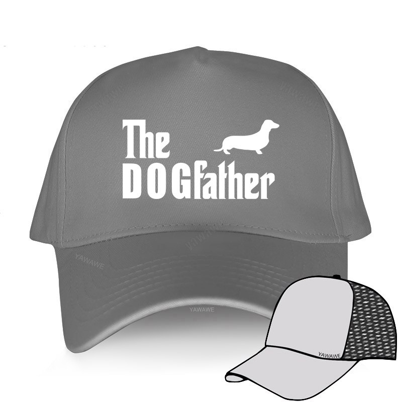 Dachshund Sausage Dog The Dogfather Funny Baseball cap Men Summer Casual Dad hat Unisex adjustable hip hop caps: grey