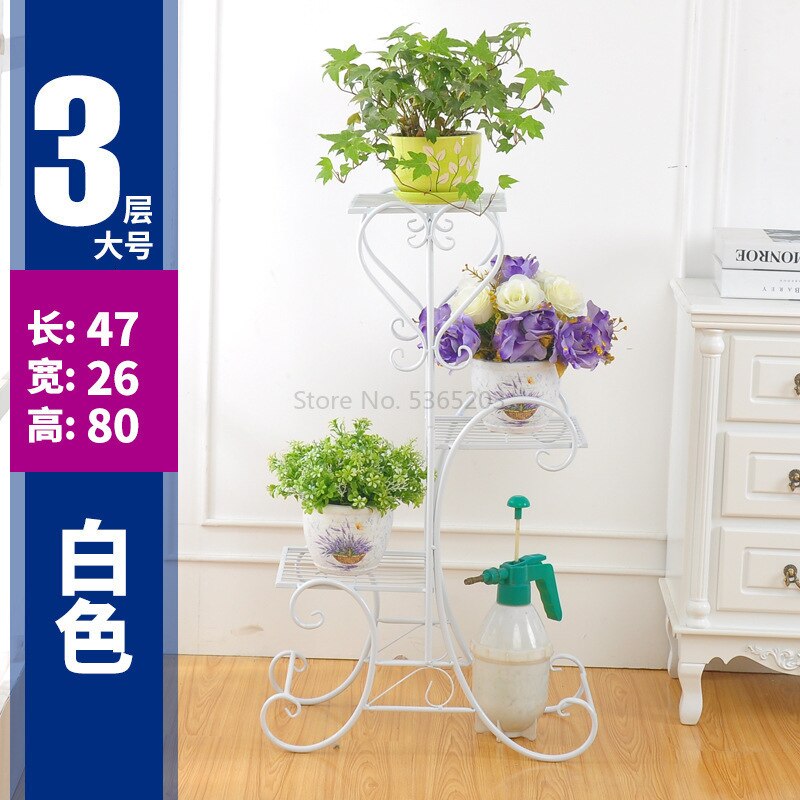 Bloemen Metalen Vloer Plank Indoor Plant Stand Bloem Rack Tuin Bloemen Stands Outdoor Plant Plank: LArge3lAyer White