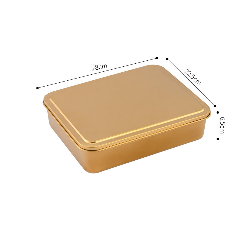 Rectangular Serving Storage Trays Stainless Steel Tiramisu Tray with Lid Deepen Cake Baking Pan Food Plate Kitchen Utensils: SKY BLUE