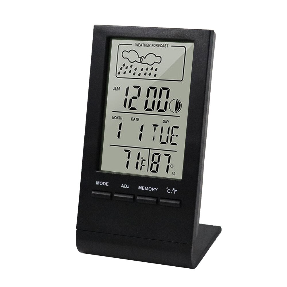 Digital Thermometer Hygrometer Temperature Sensor Indoor Kitchen Weather Station Room Hygrometer Humidity Meter Gauge Clock: Black