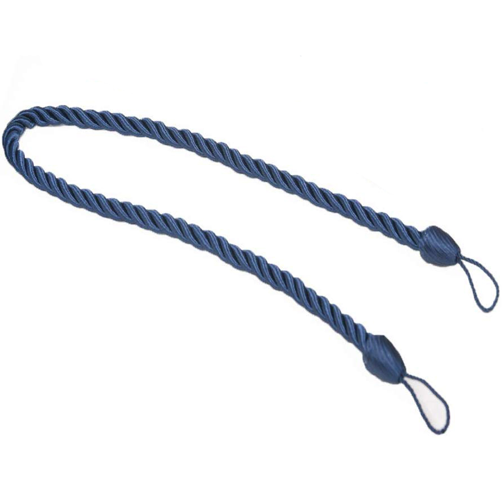 NICETOWN 1pc Curtains Buckles Tie Rope Solid Color Tieback Holder Clips Rope Home Decor Curtain Decorative Accessories: Navy Blue