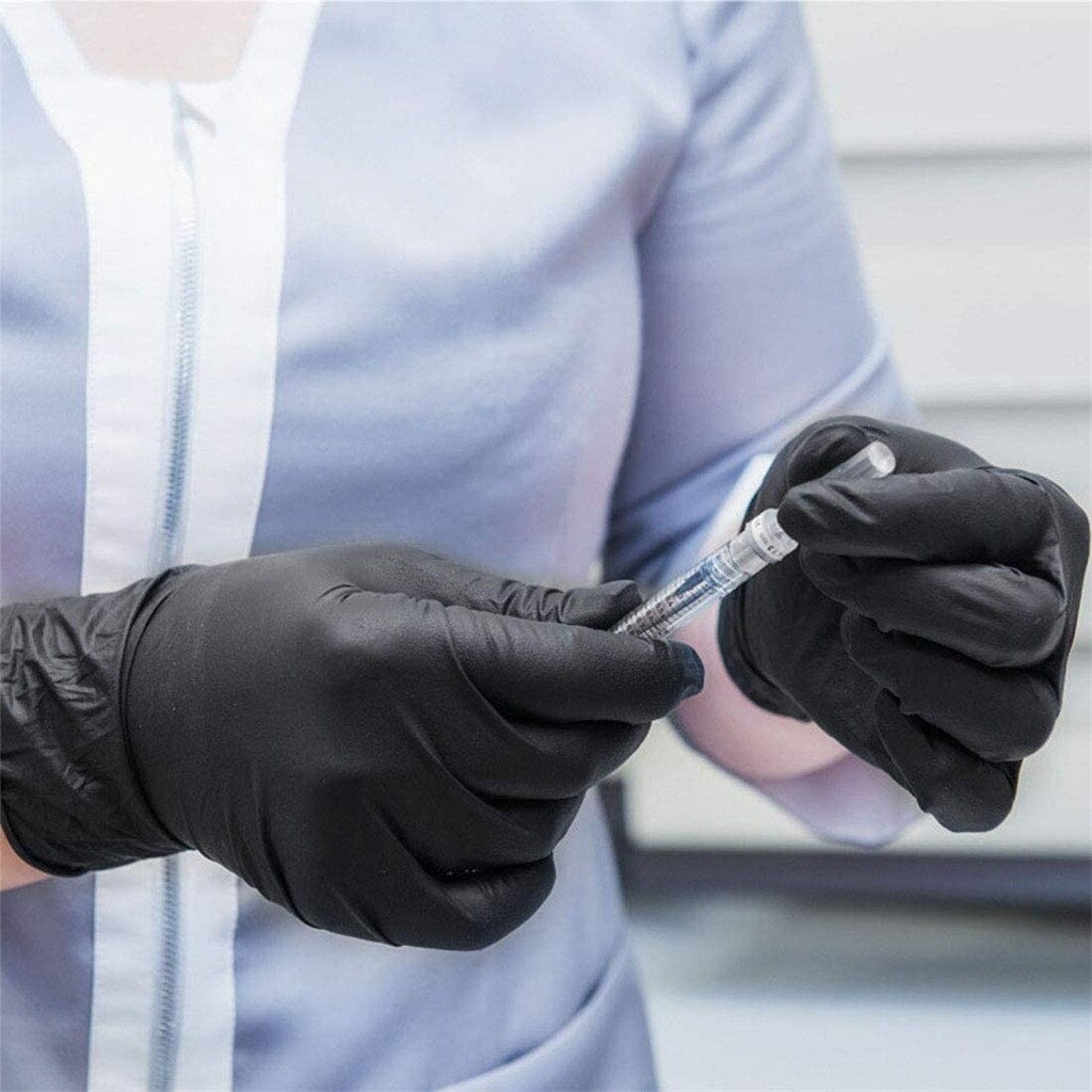 100Pcs Black Disposable Gloves Latex Rubber Household Kitchen Dishwash Gloves Work Garden Universal for Left and Right Hand#F