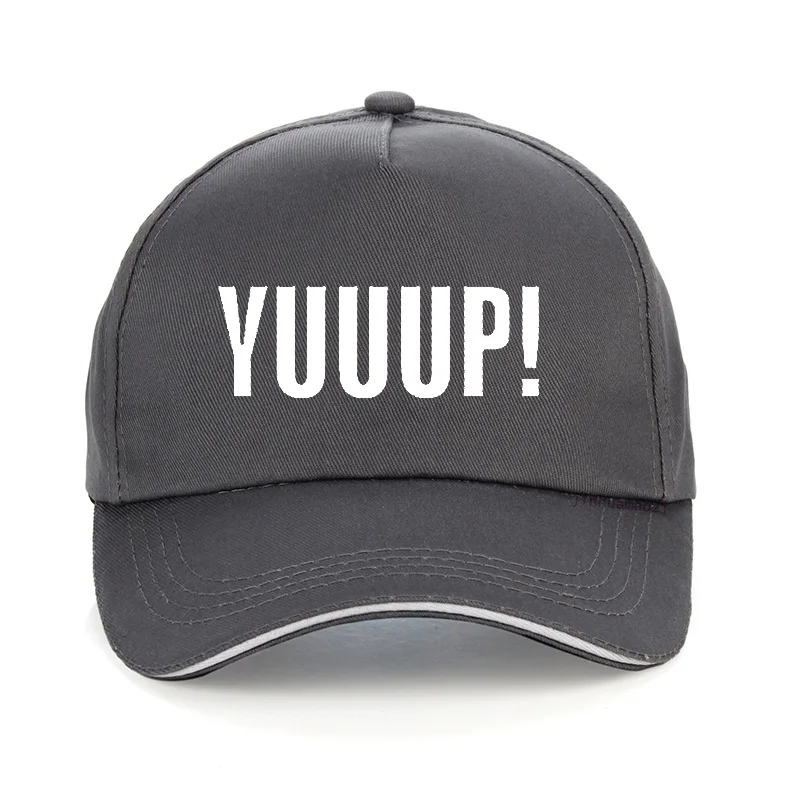 Summer Style Funny Adult YUUUP! Print Letters Baseball Cap Cotton Unisex Adjustable Snapback Hat Bone: GRAY
