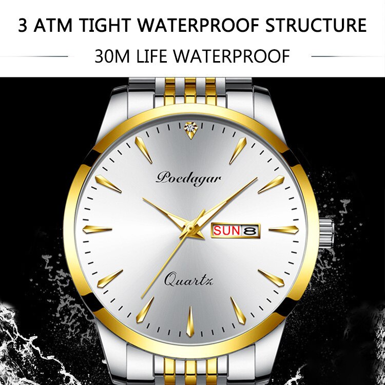 Podagar-reloj deportivo de lujo para hombre, cronógrafo de cuarzo, con fecha, resistente al agua, Masculino,