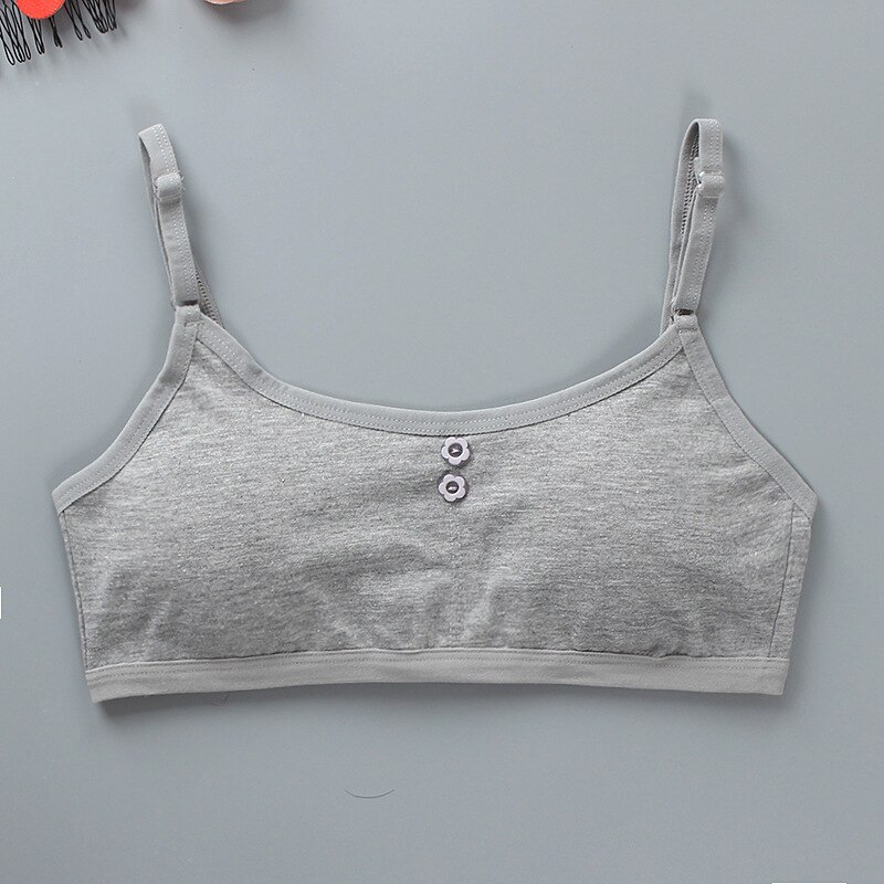 Girl Bra Sport Cotton Soild Kids Underwear for Teenagers Young Girls Small Wireless Training Teen Bras 8-16Y Clothes For Girls: Gray