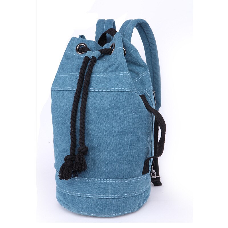 Brand Men's Casual Backpack Korean Canvas Shoulder Bag Trend Couples Basketball Bag Drawstring School Daypack: big sky blue