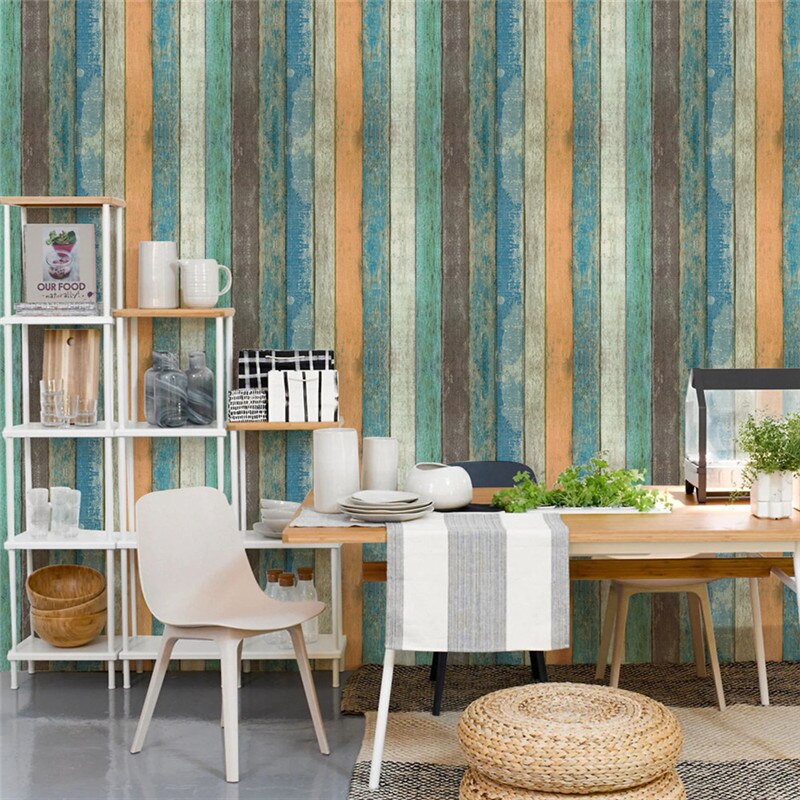 Papel tapiz autoadhesivo de vinilo 3D, rayas gverticales de imitación de madera, papel de Contacto extraíble, renovación de muebles, decoración del hogar