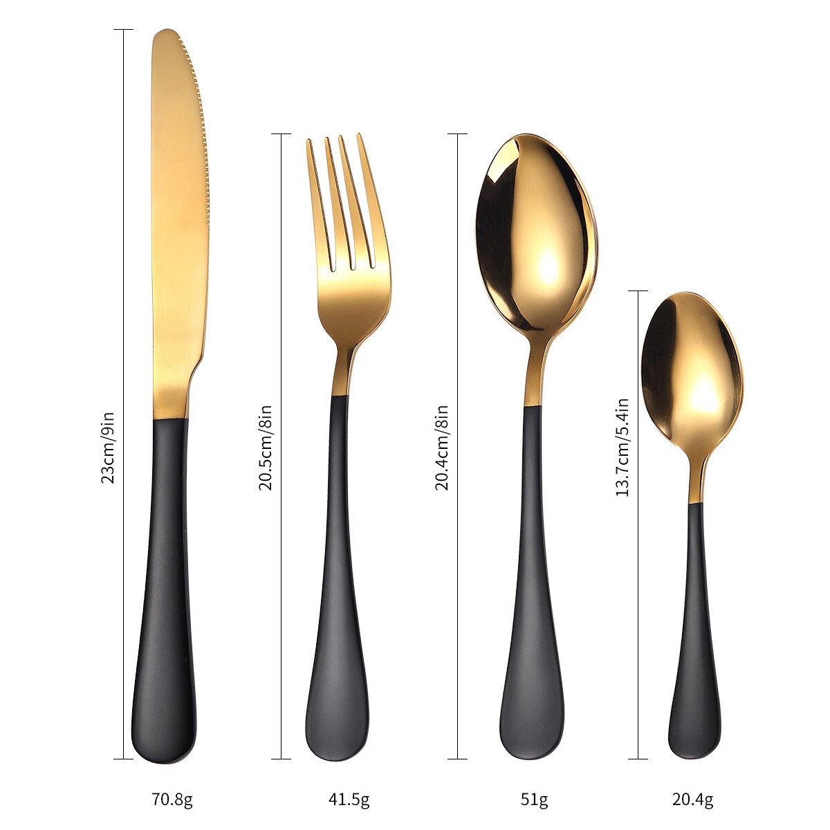 24 stk sort guld bordservice sæt gaffel ske kniv 18/10 rustfrit stål bestik sæt middagsstel sæt trækasse
