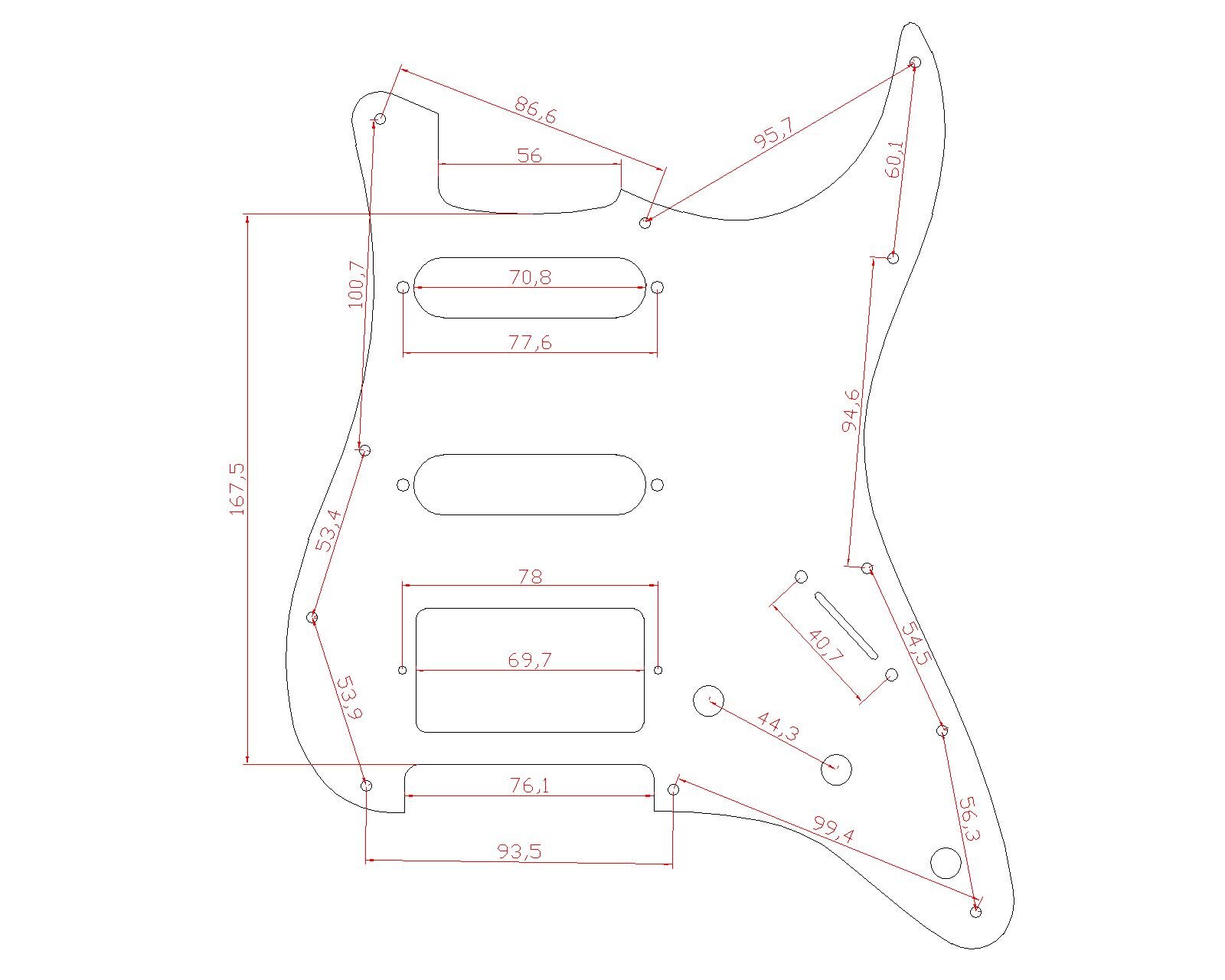 KAISH – Pickguard en aluminium anodisé, 11 trous, métal, Style moderne, ST Strat HSS, pour garde-boue américain/mexicain