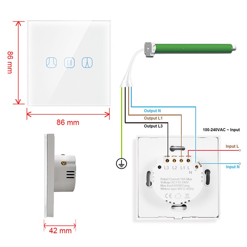 Tuya Smart WiFi Curtain Switch EU/US Smart Light Switch 1 2 3 Gang 220V for Electric Motorized Blinds Google Home Alexa