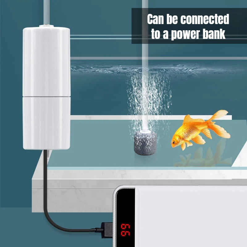 Mini-Belüfter, tragbares Aquarium-Zubehör, Aquarium-Sauerstoff-Luftpumpe, USB, kleiner Oxygenator für Aquarium, leiser Luftkompressor
