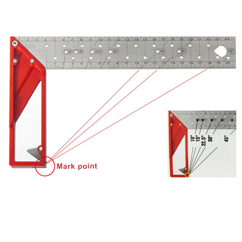 Precision Marking Square Ruler Stainless Steel Woodworking Tool Line Maker with Holes & Suspended for Art Draw Hogard