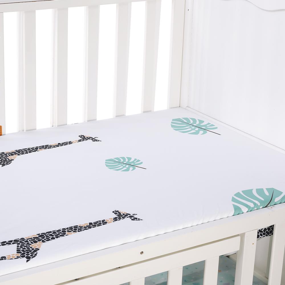 Baby seng madras dække blød beskytter tegneserie trykt nyfødt baby sengetøj til barneseng 100%  bomuld krybbe monteret ark størrelse 130*70cm: Zld 0006
