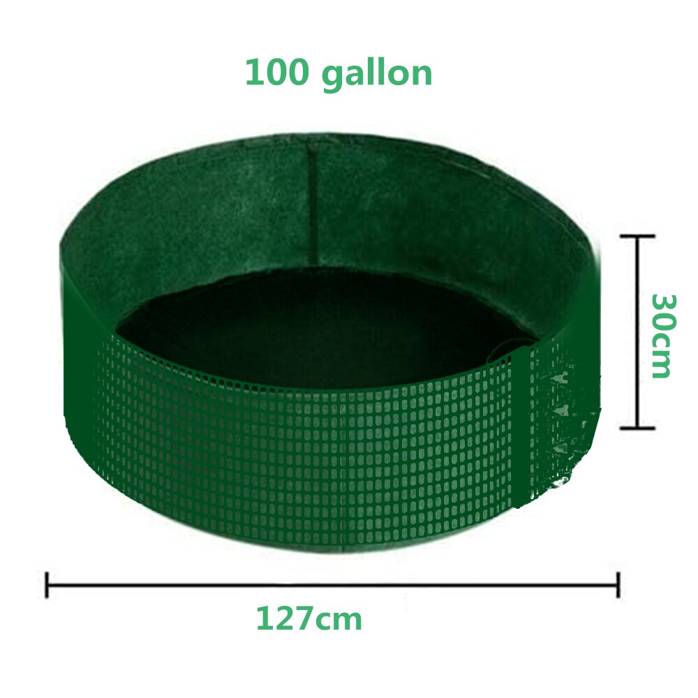50/100 Gallons Fabric Garden Raised Bed Round Planting Container Grow Bags Fabric Planter Pot Green Garden iron Fence: Green100 gallon