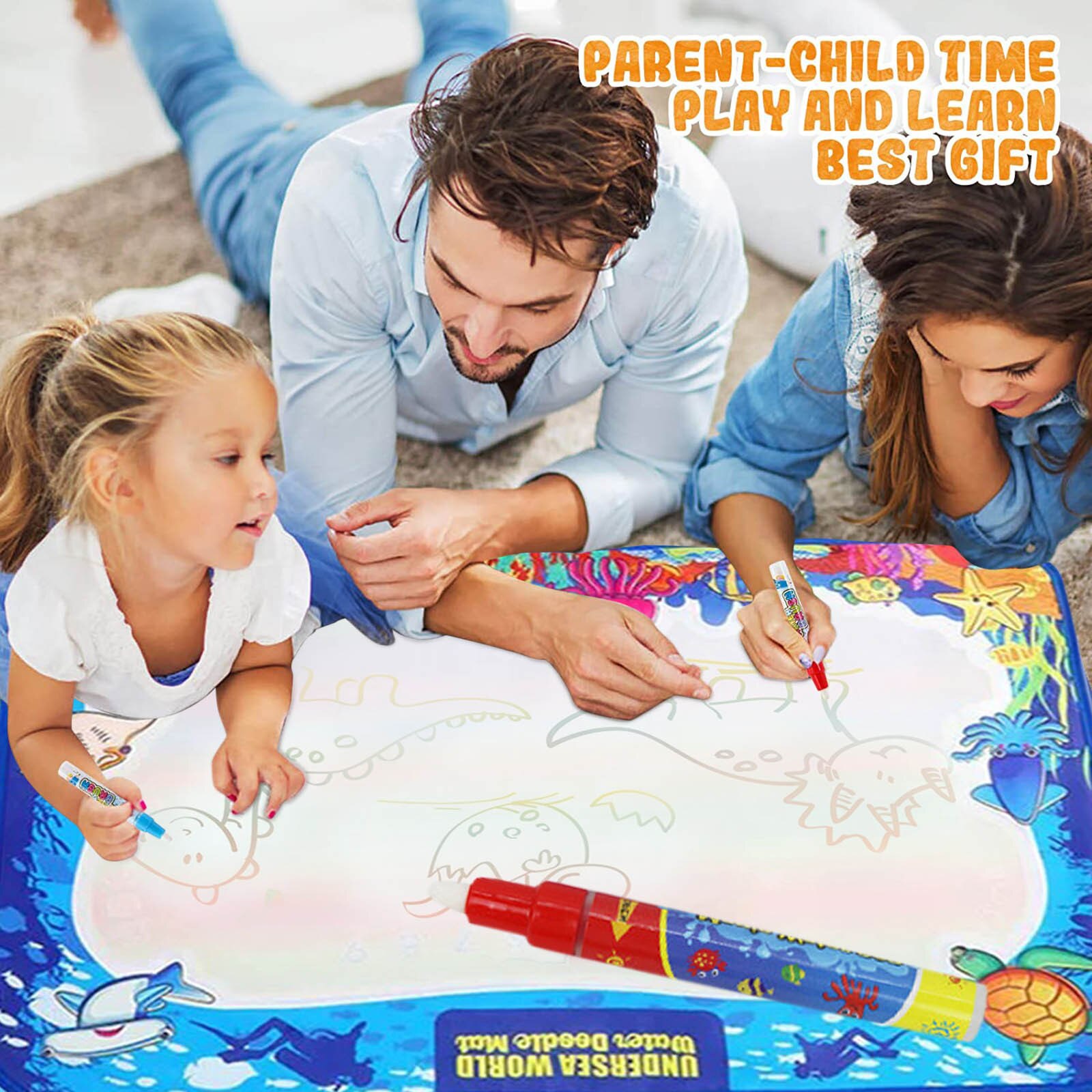 Magic Water Drawing Mat Kids Painting Writing Doodle Board Children Drawing Pens Stamps Set Board Coloring Books C01