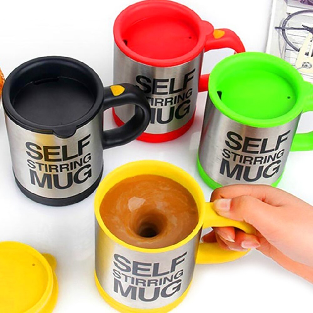 Taza de café de acero inoxidable de 400ml, taza mezcladora automática para café, leche, taza mezcladora, tazas de café aisladas inteligentes