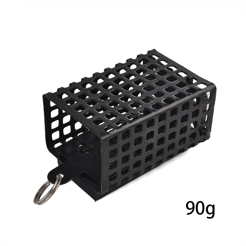 Fishing Groups 30/40/50/60/70/80g Single Jig Fish Hook Feeder Square And Cylindrical Metal Bait Cage Container