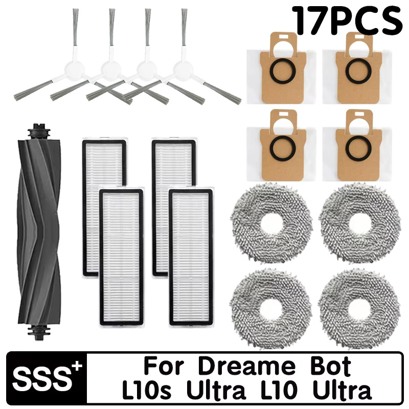 Voor Dreame Bot L10s Ultra L10 Ultra Robot Stofzuiger Onderdelen Rubberen Zijborstel Hepa Filter Mop Rag Stofzak Optioneel: Bordeaux
