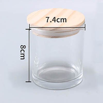 Transparente Glas Kerze Tasse mit Holz Deckel matt schwarz Wachs Container Kerzenhalter Heimat Dekor Aromatherapie, der DIY Kerzen Gläser: transparent 7.4x8cm
