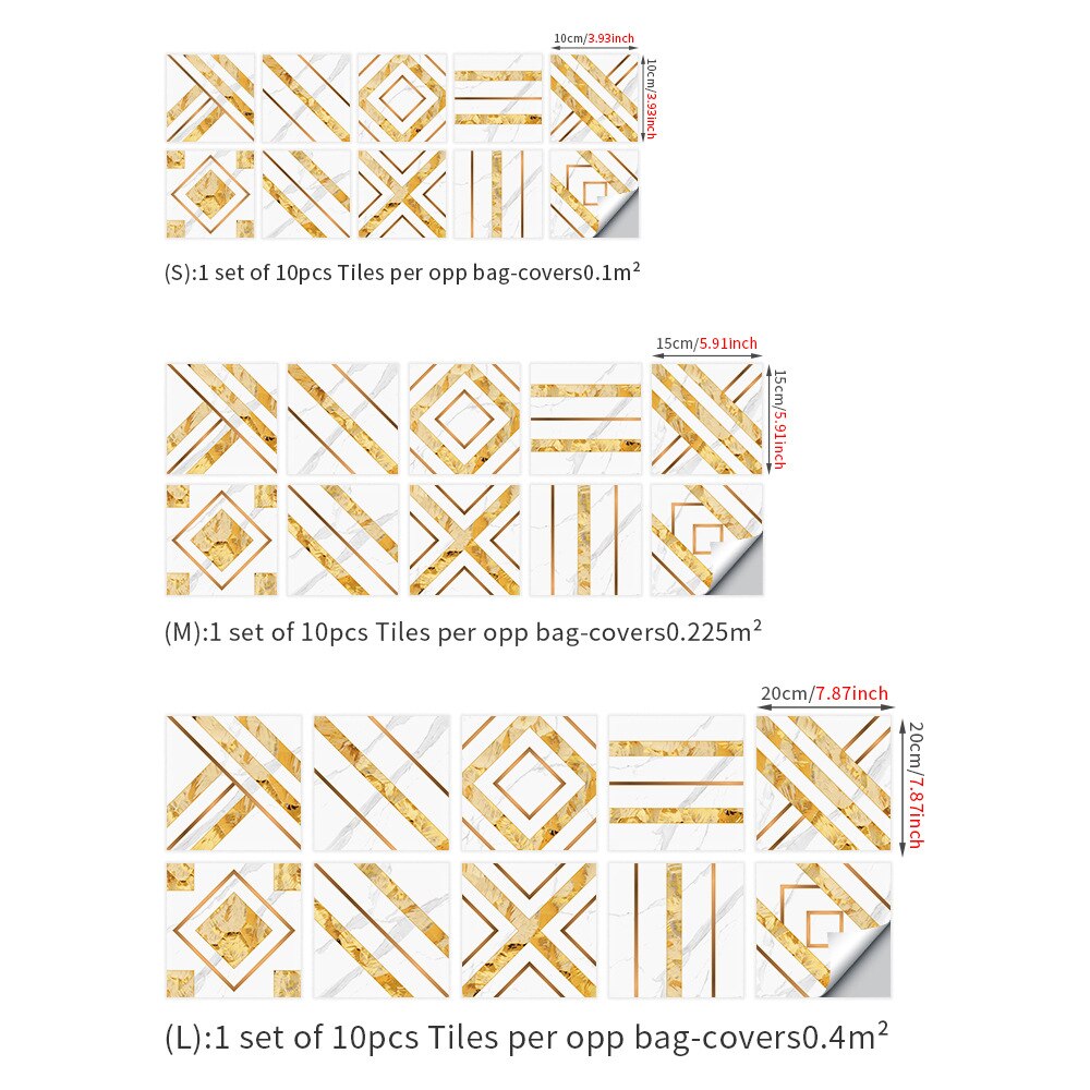 Modern tile wall sticker waterproof Tile stickers for bathroom wall luxury marble stickers self-adhesive deco wallpaper