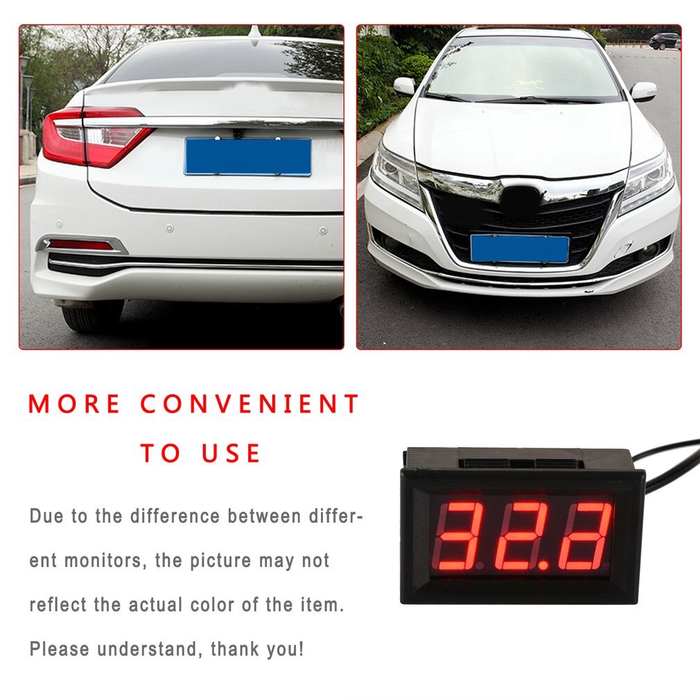 12V cyfrowy wyświetlacz termometr elektroniczny doprowadziło cyfrowy miernik temperatury pomiar temperatury powierzchni pojazdu