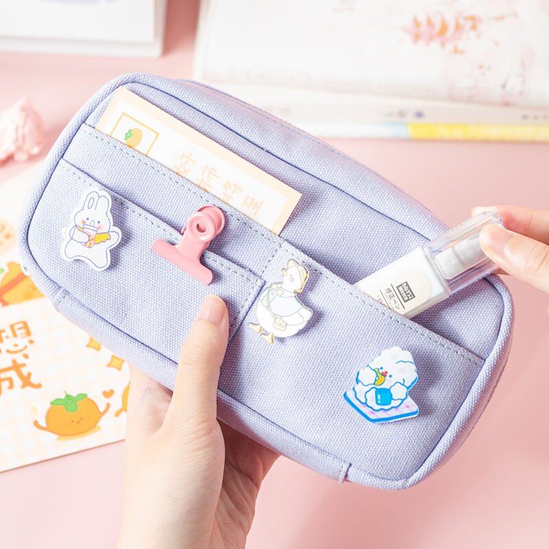 Estojo escolar de 3 camadas para meninos e meninas, material escolar de papelaria