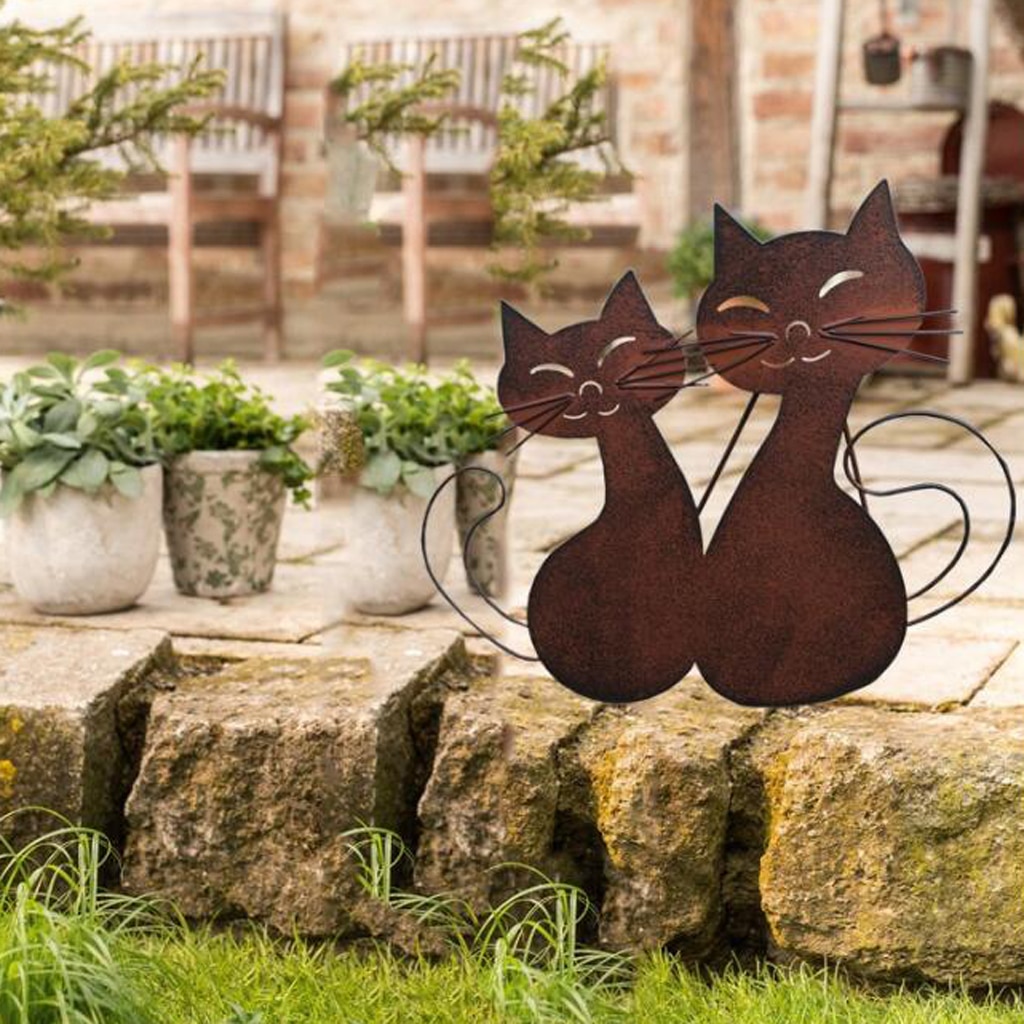 Waterproof Garden Home Animal Crafts Cat Modeling Ornaments Statue Sculpture Indoor Outdoor Art Decor