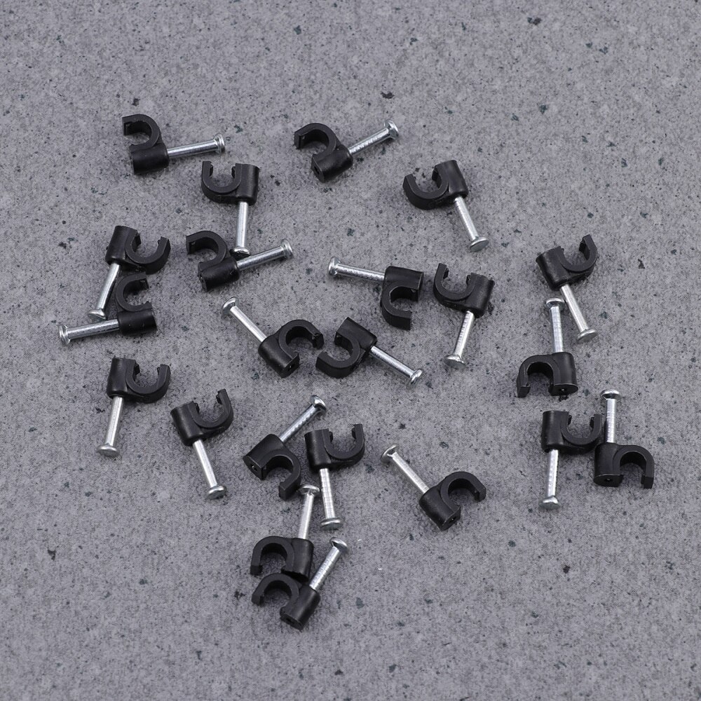 100pcs 4mm Cable Clip Wire Cord Fastener Telephone Line Tie Fixer Organizer Wall Clamp (Black)