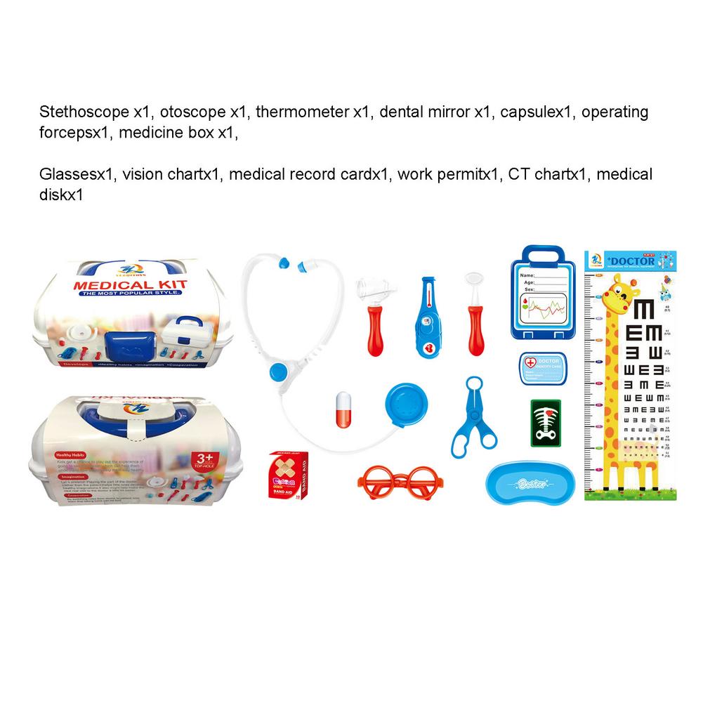 Kinderen Arts Speelgoed Kit Elektronische Stethoscoop 16 Apparatuur Met Opbergdoos Otoscoop Klinische Thermometer Dental Spiegel