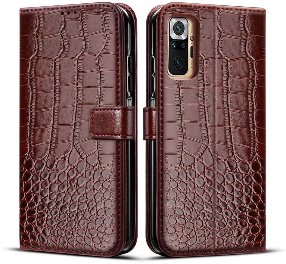 Magnetische & Siliconen Case Voor Redmi Note 10 Pro Case Lederen Vintage Wallet Case Voor Xiaomi Redmi Note 10 Pro max Cover Flip Capa: Redmi Note 10 Pro / Deep Brown