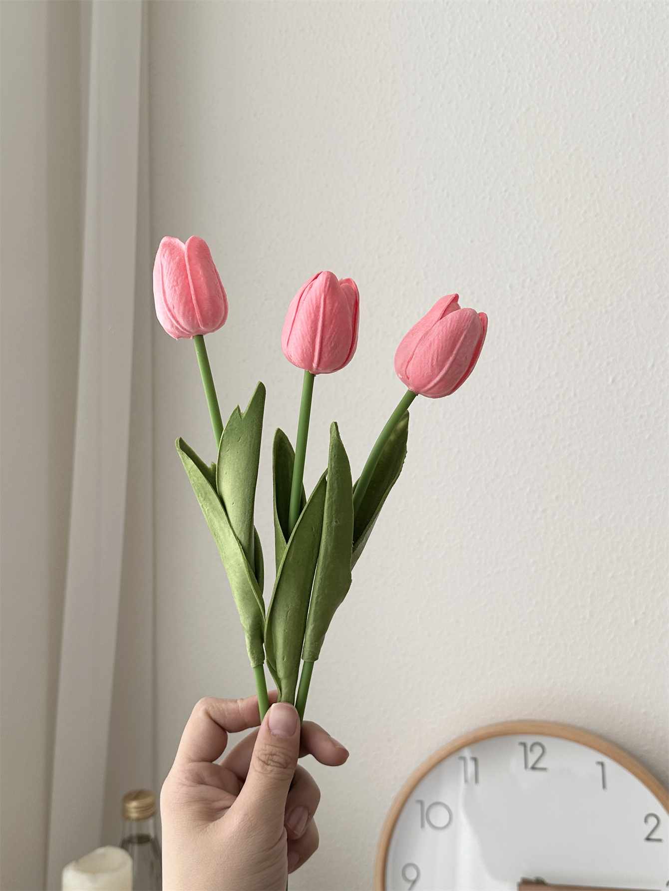 Tulip imitation flower home decoration decoration floral art bedroom decoration immortal bouquet: Pink