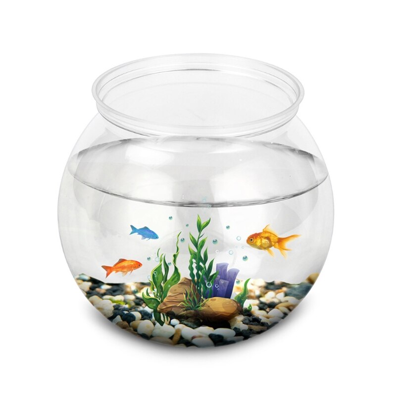 L21A Plastic Fish Bowls Round Aquarium Transparent Fish Keeper Fishbowl Starter Kit