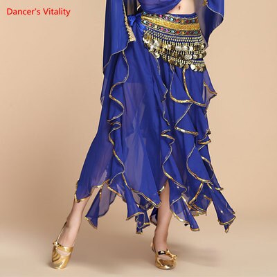 Falda de danza del vientre para mujer, falda de entrenamiento para adultos, Pantalones de danza del vientre, Tribal, lentejuelas, barata, nueva de: Azul