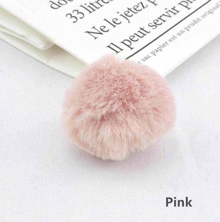 20 stks/partij 3.5cm Faux Fur PomPom DIY Konijn Haarwortel Tas pom pom Bal sleutelhanger Voor Vrouwen Auto haarspeld Zak Sleutelhanger Hoofddeksels: pink