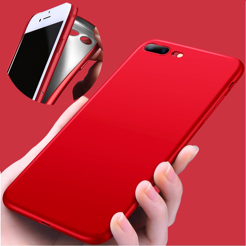 Silikonowy matowy ultra-cienki Tpu miękki futerał do iPhone 6 6S 7 7Plus 7 8 Plus X pokrowiec ochronny matowy dotyk dłoni czarny czerwony