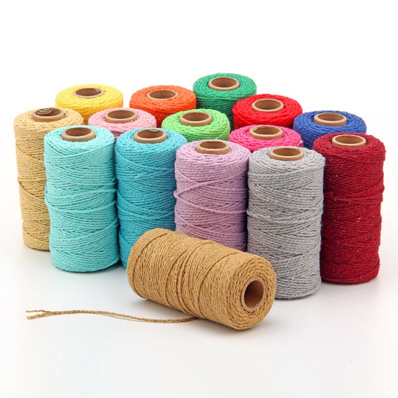 100 Yards 2mm Braided Cotton Cords Twisted Macrame Hand Knitted Cord for Handmade Sewing Thread DIY Craft Decoration Supplies