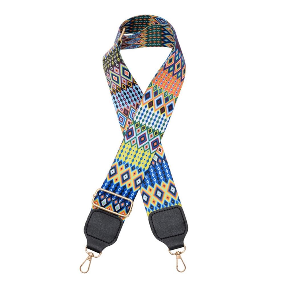 Ethnic Multicolor Printing Shoulder Strap Nylon Adjustable Rainbow Belt Wide Handle Women Bags Accessories