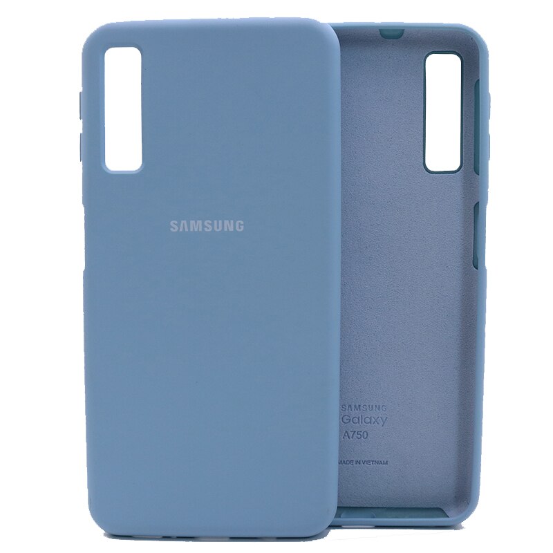 Original Samsung A7 A750 Liquid Silicone Soft Protection Back Case Soft TPU Cover For Galaxy A 7 A750F SM-A750F: Sky blue