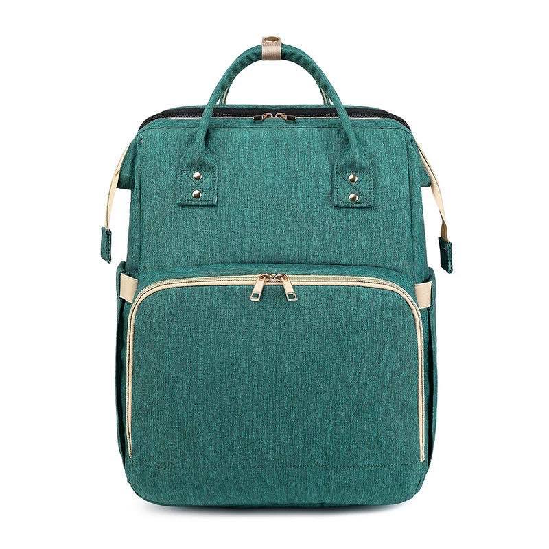 Multi-funktionale MOTHER'S Tasche Neue Stil Tragbare Falten Krippe (Säuglings Bett Kapazität Windel Tasche mit Falten Krippe Rucksack: Green None Frame