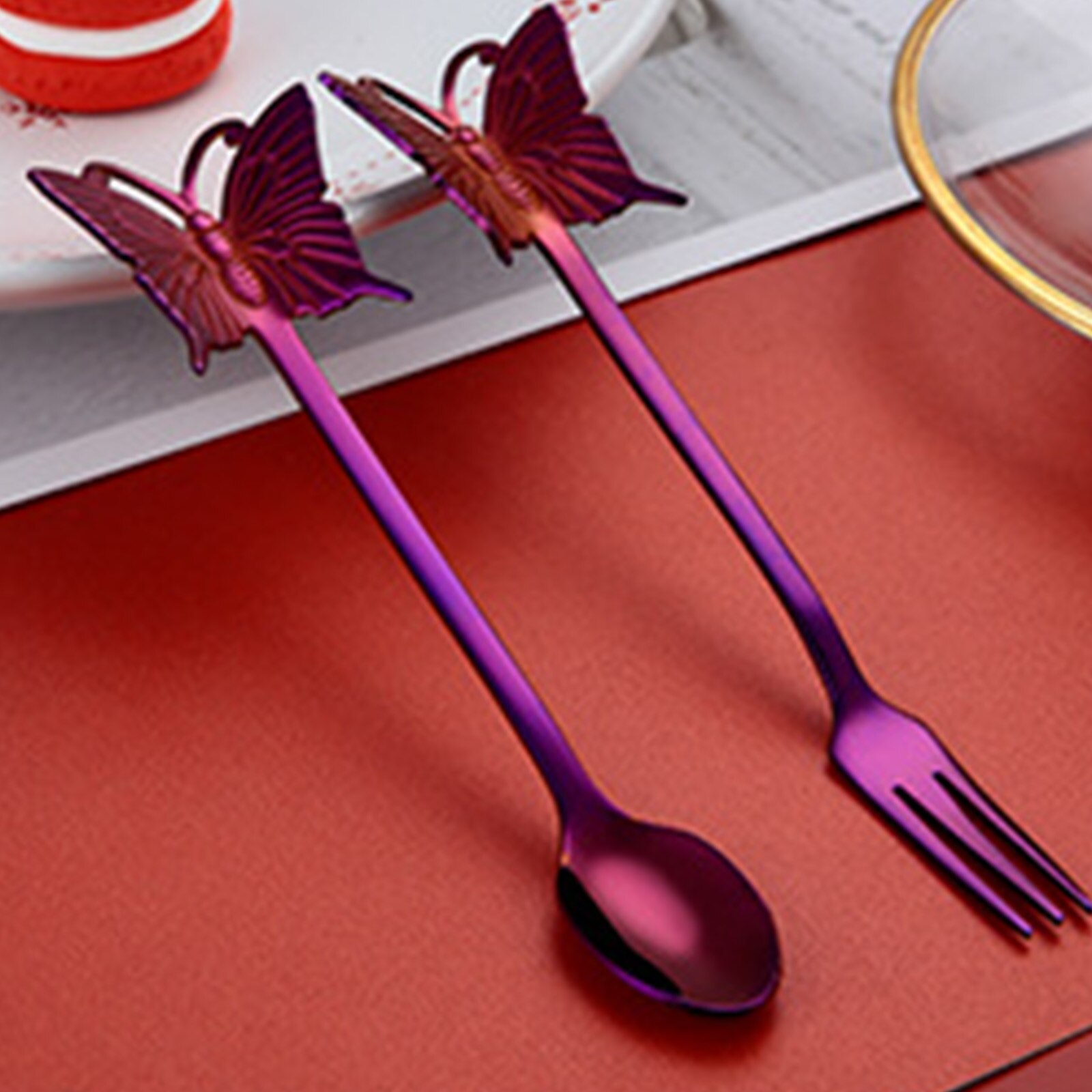 Butterfly Stainless Steel Coffee Spoon Milk Teaspoon Dessert Snack Scoop Ice Cream Stirring Spoons Kitchen Dining Tableware,1PCS