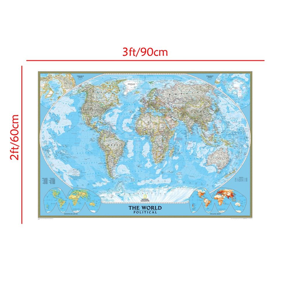 Edition The World Political Map With Population Density World Map Wall Decor Canvas Painting For Home Decor Crafts 2x3ft