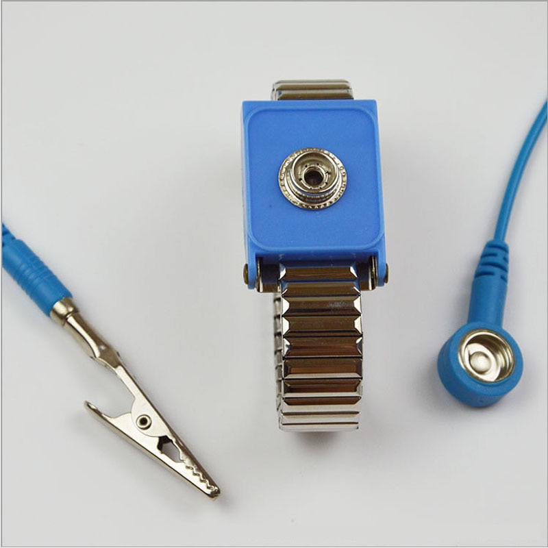 PU Anti statische Handgelenk Band Esd handschlaufe Schwarz/Blau Metall entladung Kabel draht Clip für Elektriker IC PLCC sicherheitsarbeit handschuhe