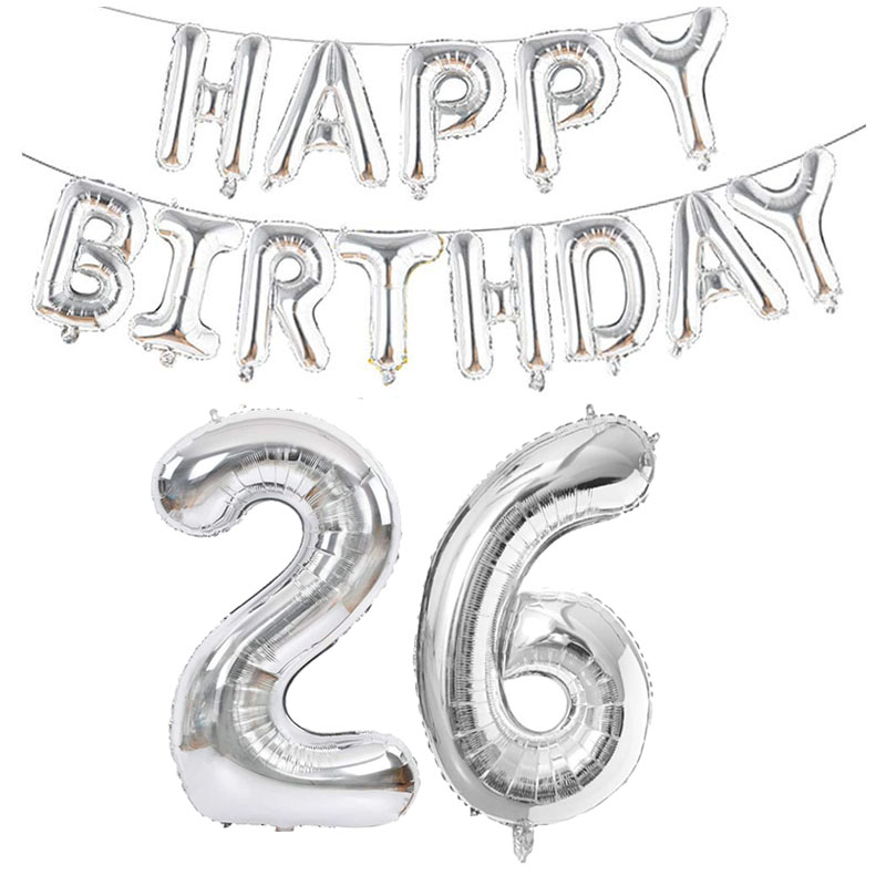 Globos plateados de aluminio con números de 32 pulgadas, 10 11 12 13 16 18 25 30 35 40 50 60 años, decoraciones para de feliz cumpleaños, adultos, niños, niños y niñas